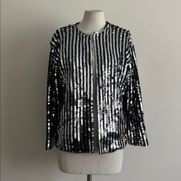 Vintage SEQUIN Rocker SILK STRIPED Jacket SZ M/L - Picture 7 of 7